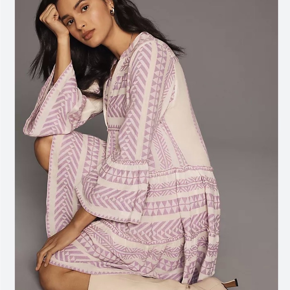 Devotion Twins Purple And White Patterned Dress - image 1